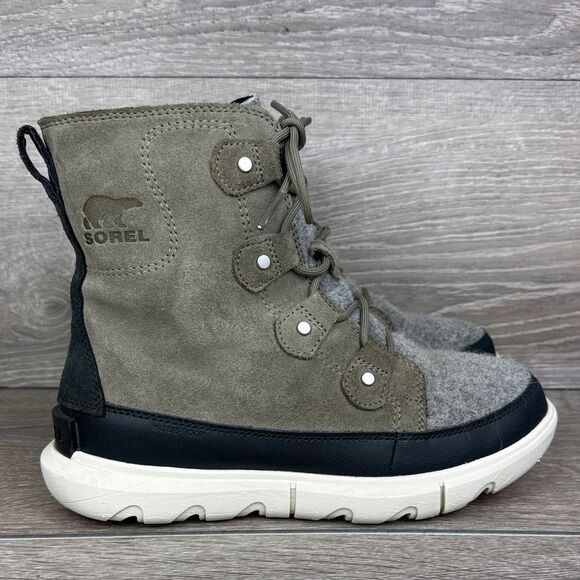 Sorel Explorer II Joan Felt Women’s Sz 8 Sage Fawn Warm Waterproof Suede Boots - Picture 1 of 12